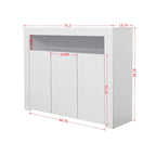 Living Room Sideboard Storage Cabinet Black High Gloss with LED Light, Modern Kitchen Unit Cupboard Buffet Wooden Storage
