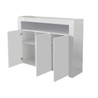 Living Room Sideboard Storage Cabinet Black High Gloss with LED Light, Modern Kitchen Unit Cupboard Buffet Wooden Storage
