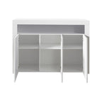 Living Room Sideboard Storage Cabinet Black High Gloss with LED Light, Modern Kitchen Unit Cupboard Buffet Wooden Storage
