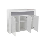 Living Room Sideboard Storage Cabinet Black High Gloss with LED Light, Modern Kitchen Unit Cupboard Buffet Wooden Storage