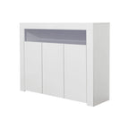 Living Room Sideboard Storage Cabinet Black High Gloss with LED Light, Modern Kitchen Unit Cupboard Buffet Wooden Storage