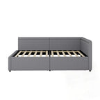 Modern Twin Size L Shape Corner Upholstered Daybed with Two Storage Drawers