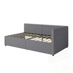 Modern Twin Size L Shape Corner Upholstered Daybed with Two Storage Drawers