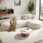107.5 Polyester Curved Corner Sectional Sofa with Wide Stitching