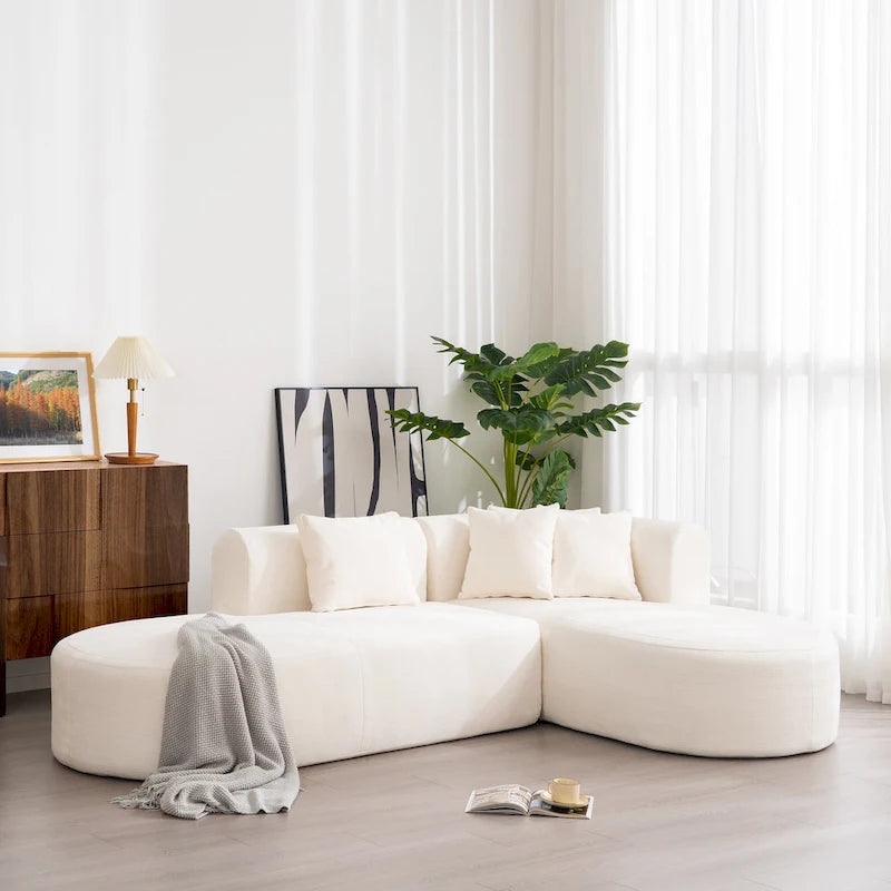 107.5 Polyester Curved Corner Sectional Sofa with Wide Stitching