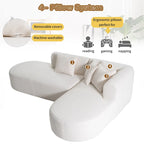 107.5 Polyester Curved Corner Sectional Sofa with Wide Stitching