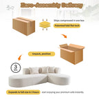 107.5 Polyester Curved Corner Sectional Sofa with Wide Stitching