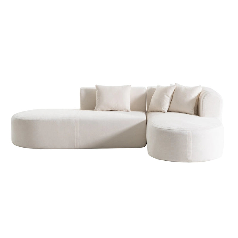 107.5 Polyester Curved Corner Sectional Sofa with Wide Stitching