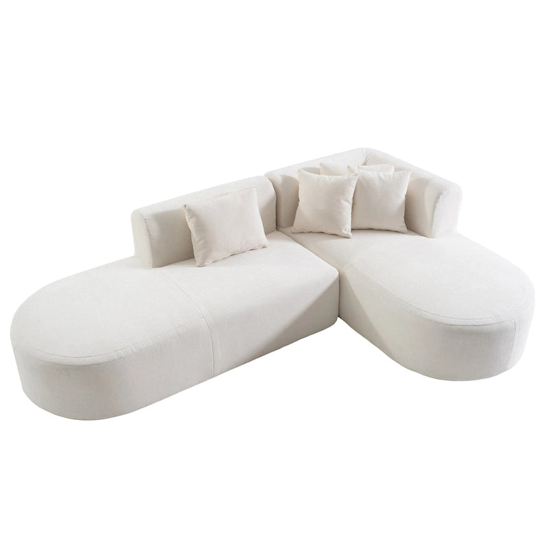 107.5 Polyester Curved Corner Sectional Sofa with Wide Stitching