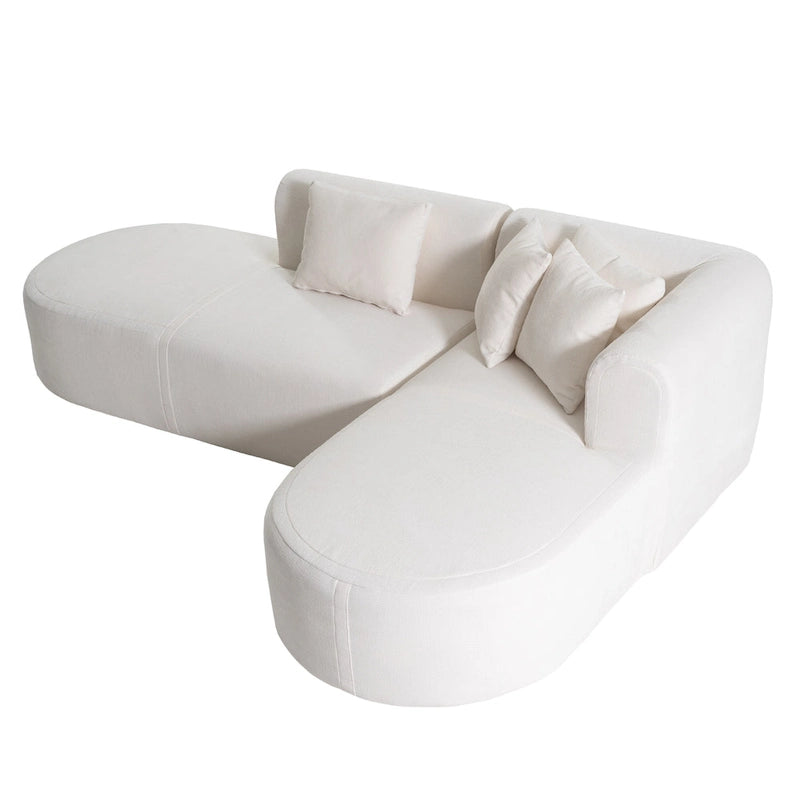 107.5 Polyester Curved Corner Sectional Sofa with Wide Stitching