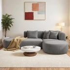 107.5 Polyester Curved Corner Sectional Sofa with Wide Stitching