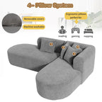 107.5 Polyester Curved Corner Sectional Sofa with Wide Stitching