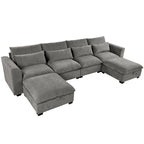 Roomfitters U-Shaped Modular Corner Sofa with Two Ottomans, Freely Transformable for Living Rooms, Studies, Home Theaters