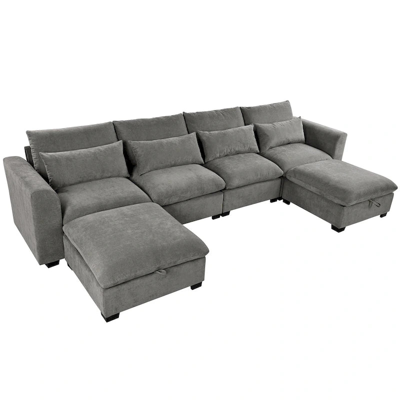 Roomfitters U-Shaped Modular Corner Sofa with Two Ottomans, Freely Transformable for Living Rooms, Studies, Home Theaters