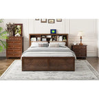 White King Bed - Storage Headboard - USB Ports - 2 Drawers - 600lb Capacity