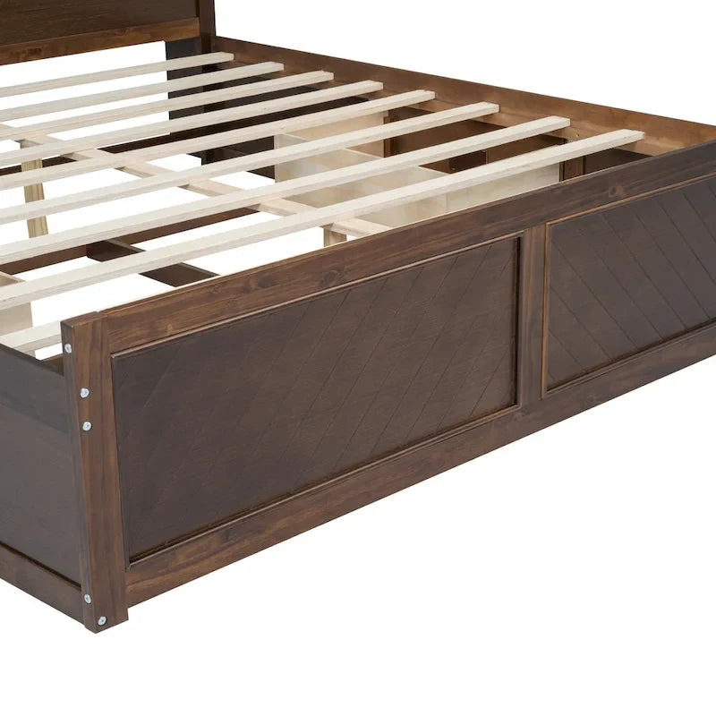 White King Bed - Storage Headboard - USB Ports - 2 Drawers - 600lb Capacity