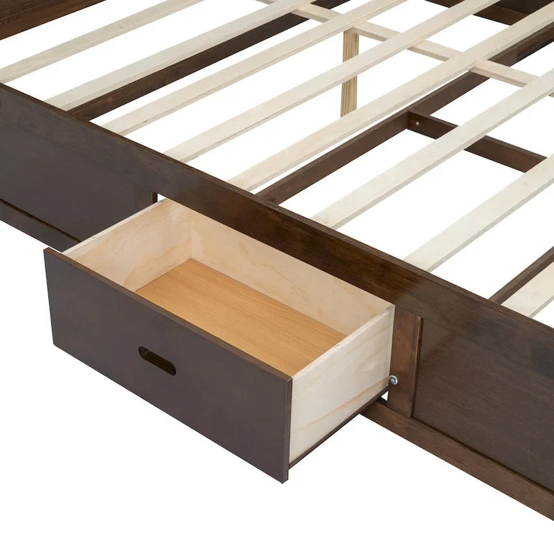 White King Bed - Storage Headboard - USB Ports - 2 Drawers - 600lb Capacity
