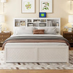 White King Bed - Storage Headboard - USB Ports - 2 Drawers - 600lb Capacity