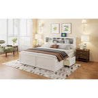 White King Bed - Storage Headboard - USB Ports - 2 Drawers - 600lb Capacity