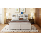 White King Bed - Storage Headboard - USB Ports - 2 Drawers - 600lb Capacity
