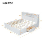 White King Bed - Storage Headboard - USB Ports - 2 Drawers - 600lb Capacity