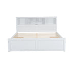 White King Bed - Storage Headboard - USB Ports - 2 Drawers - 600lb Capacity