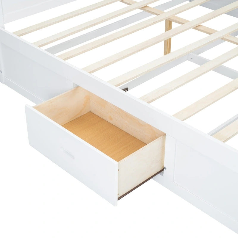 White King Bed - Storage Headboard - USB Ports - 2 Drawers - 600lb Capacity