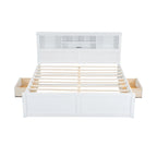 White King Bed - Storage Headboard - USB Ports - 2 Drawers - 600lb Capacity