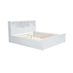 White King Bed - Storage Headboard - USB Ports - 2 Drawers - 600lb Capacity