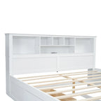 White King Bed - Storage Headboard - USB Ports - 2 Drawers - 600lb Capacity