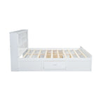 White King Bed - Storage Headboard - USB Ports - 2 Drawers - 600lb Capacity