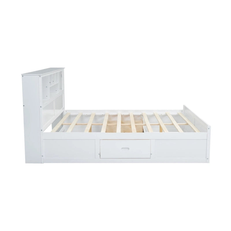 White King Bed - Storage Headboard - USB Ports - 2 Drawers - 600lb Capacity