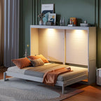 Queen Murphy Bed - Dual-Piston - White/Gray - 600lb Capacity - No Box Spring