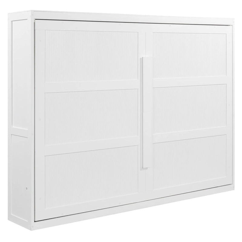 Queen Murphy Bed - Dual-Piston - White/Gray - 600lb Capacity - No Box Spring