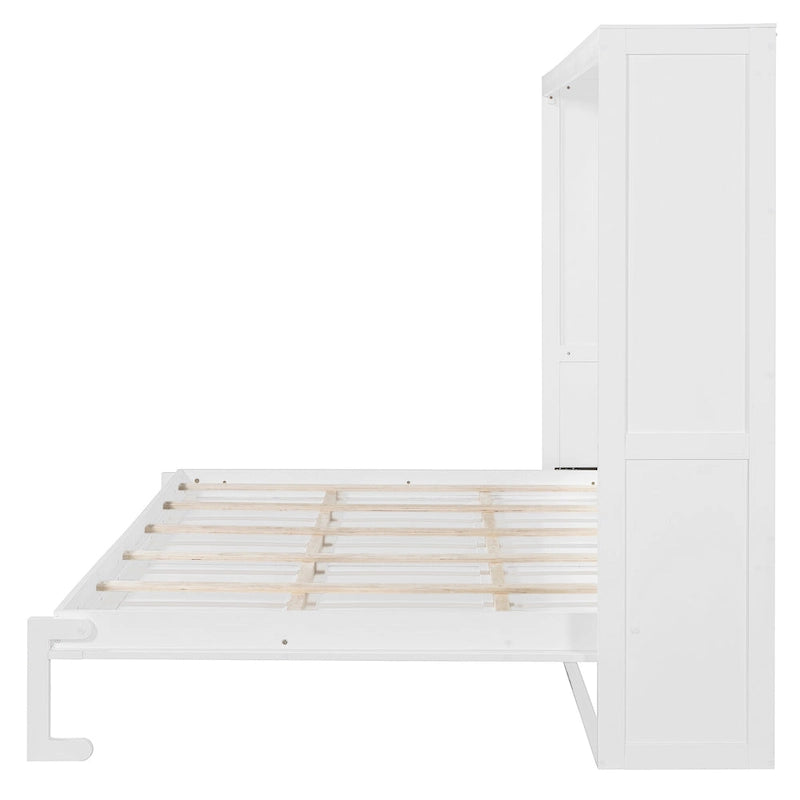 Queen Murphy Bed - Dual-Piston - White/Gray - 600lb Capacity - No Box Spring