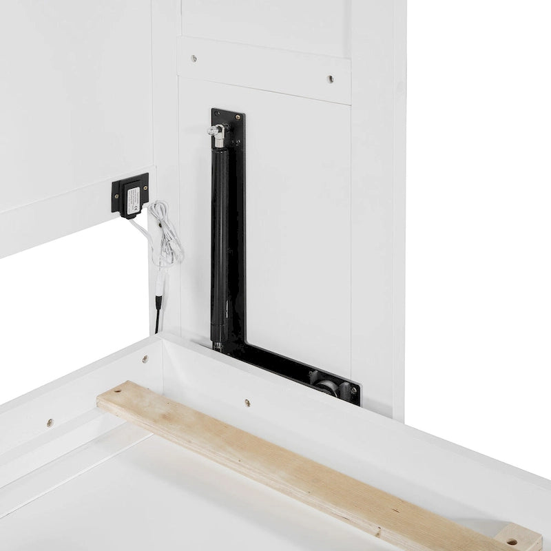 Queen Murphy Bed - Dual-Piston - White/Gray - 600lb Capacity - No Box Spring