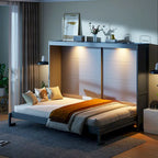Queen Murphy Bed - Dual-Piston - White/Gray - 600lb Capacity - No Box Spring