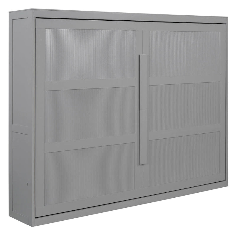 Queen Murphy Bed - Dual-Piston - White/Gray - 600lb Capacity - No Box Spring
