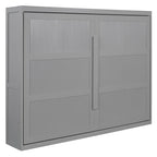 Queen Murphy Bed - Dual-Piston - White/Gray - 600lb Capacity - No Box Spring