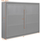 Queen Murphy Bed - Dual-Piston - White/Gray - 600lb Capacity - No Box Spring