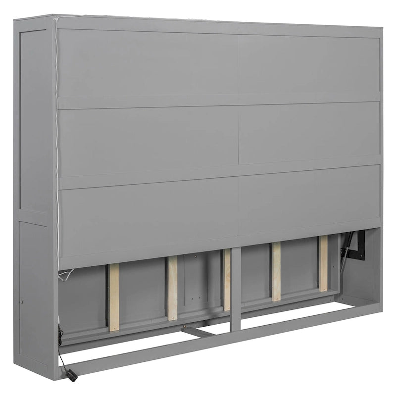 Queen Murphy Bed - Dual-Piston - White/Gray - 600lb Capacity - No Box Spring