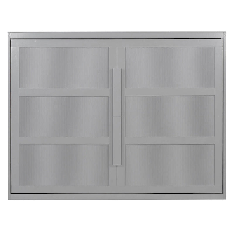 Queen Murphy Bed - Dual-Piston - White/Gray - 600lb Capacity - No Box Spring