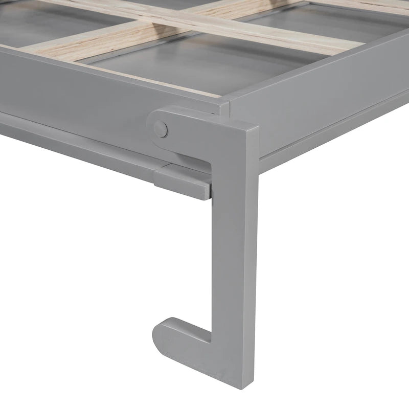 Queen Murphy Bed - Dual-Piston - White/Gray - 600lb Capacity - No Box Spring