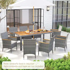 Costway 9 PCS Patio Dining Set for 8 Table and PE Rattan Chairs with