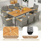 Costway 9 PCS Patio Dining Set for 8 Table and PE Rattan Chairs with