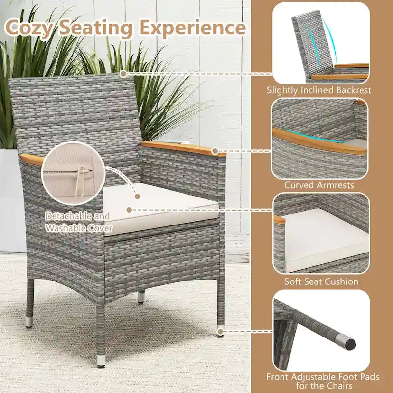 Costway 9 PCS Patio Dining Set for 8 Table and PE Rattan Chairs with