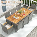 Costway 9 PCS Patio Dining Set for 8 Table and PE Rattan Chairs with
