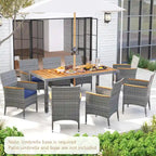 Costway 9 PCS Patio Dining Set for 8 Table and PE Rattan Chairs with