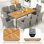 Costway 9 PCS Patio Dining Set for 8 Table and PE Rattan Chairs with