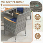 Costway 9 PCS Patio Dining Set for 8 Table and PE Rattan Chairs with